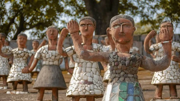 Recycled-material sculptures at the Rock Garden, near Hotel The Black Gold Chandigarh