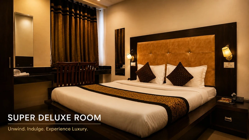 Super Deluxe Room at Hotel The Black Gold with 43-inch smart TV and added space